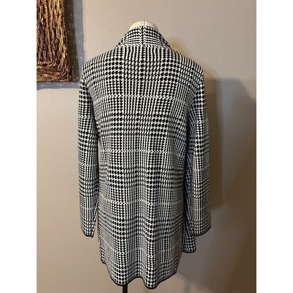 Kasper Womens Cardigan Sweater Jacket XL Extra Large Black White Check $118 - Picture 5 of 9